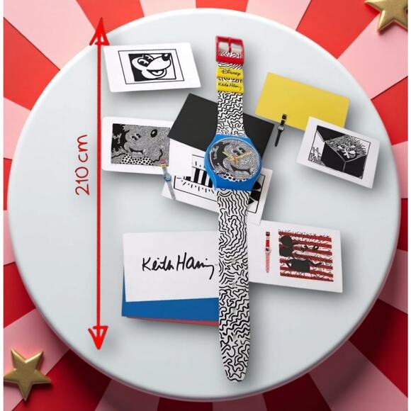 Swatch ECLECTIC MICKEY Maxi Clock MSUOZ336 2021 Specials Design By Keith Haring - Picture 1 of 16